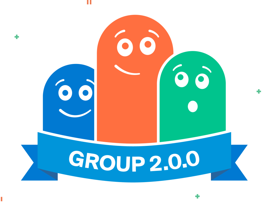 Image showing the logo of the Drupal module Group, underlined with a blue banner indicating that a new version of the module has been released.