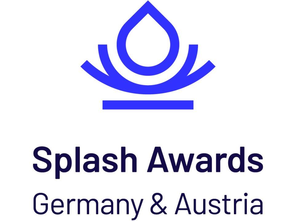 Logo der Splash Awards Deutschland und Österreich auf weißem Hintergrund, ausgezeichnete Drupal-Projekte werden geehrt.