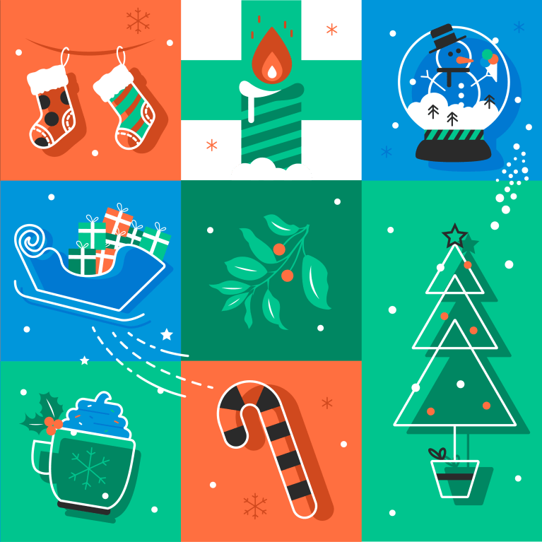 Image showing a collage of Christmas objects in the factorial style