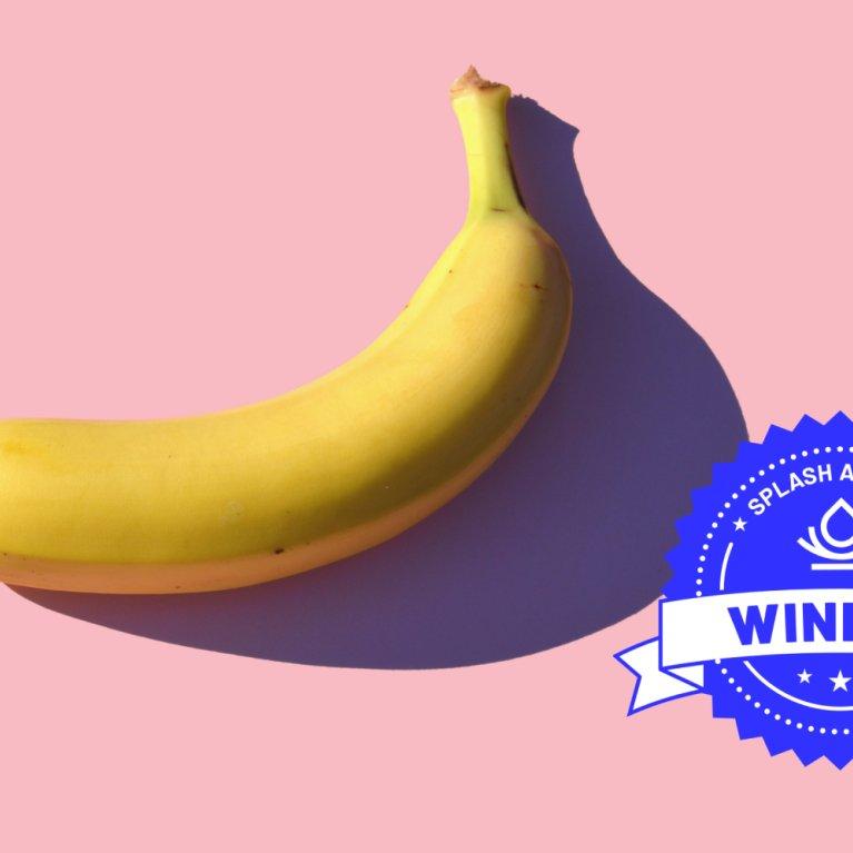 Bild einer Banane, Titelbild für die Case Study von Dole. In der unteren Ecke ist das Gewinner-Siegel der Splash Awards abgebildet.
