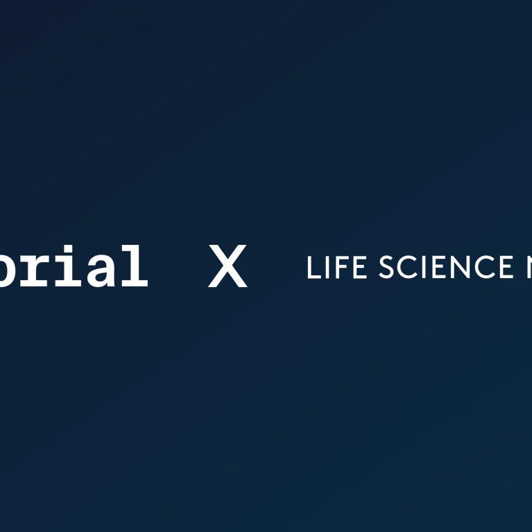 Logos of Life Science Nord and Factorial on a blue background