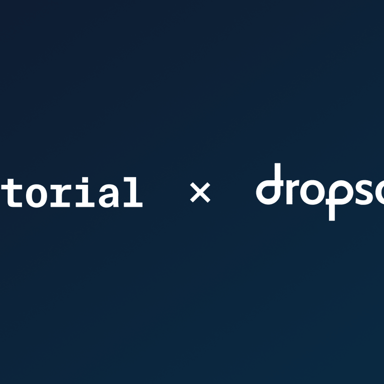Logos of Factorial and Dropsolid AI as partners on a blue background