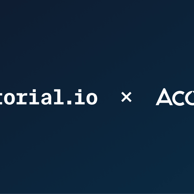 Logos of Factorial and Acquia as partners on a blue background