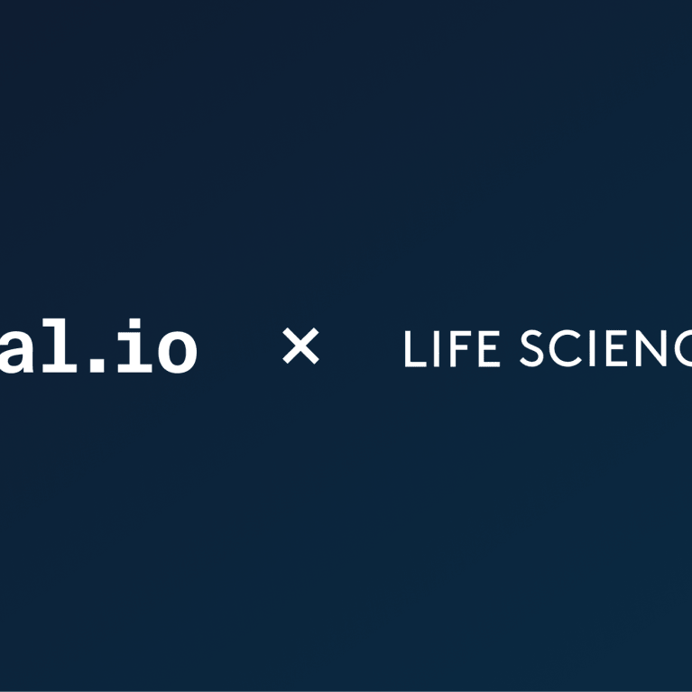 Logos of Life Science Nord and Factorial on a blue background.