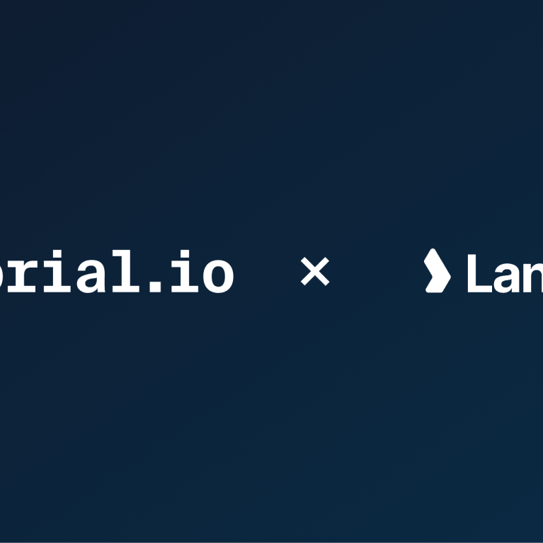 Factorial logo and Langdock logo on a blue background