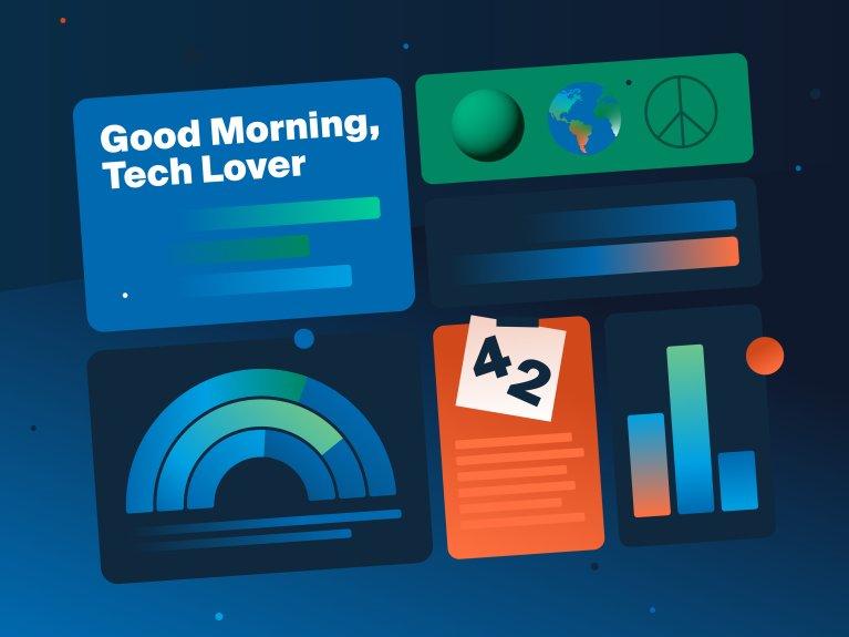 Illustration eines Dashboards mit Balkendiagramm, Kalender und weiteren Metriken.