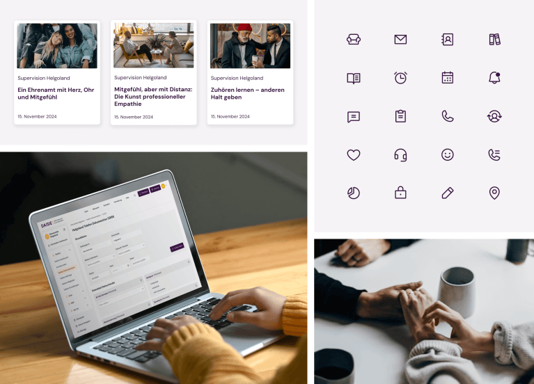 Collage with various images about the digital solution for telephone counselling
