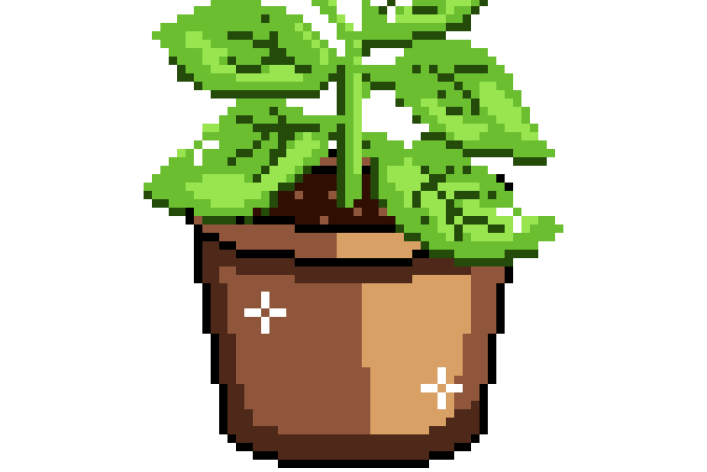 Bild mit einem Blumentopf, aus dem eine Pflanze wächst