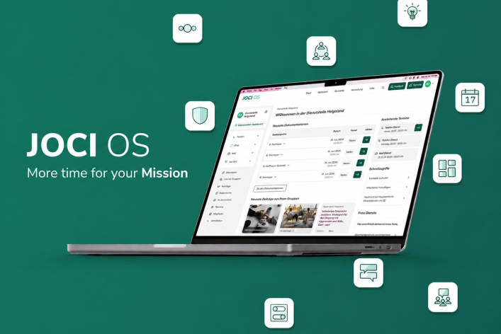 JOCI OS platform for secure digital communication and team management.
