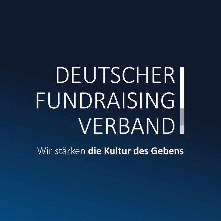 Logo des Deutschen Fundraising Verbands auf blauem Hintergrund