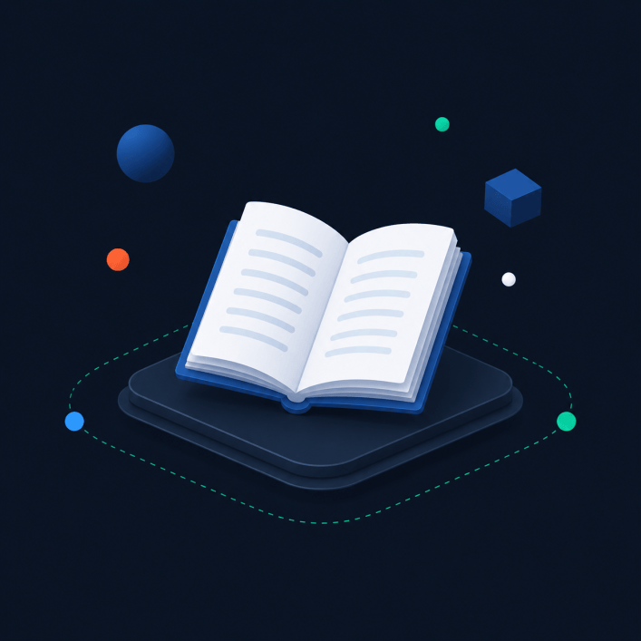 Illustration: Aufgeschlagenes Buch auf dunkler Plattform – digitale Plattformen für Verlage und Medienhäuser